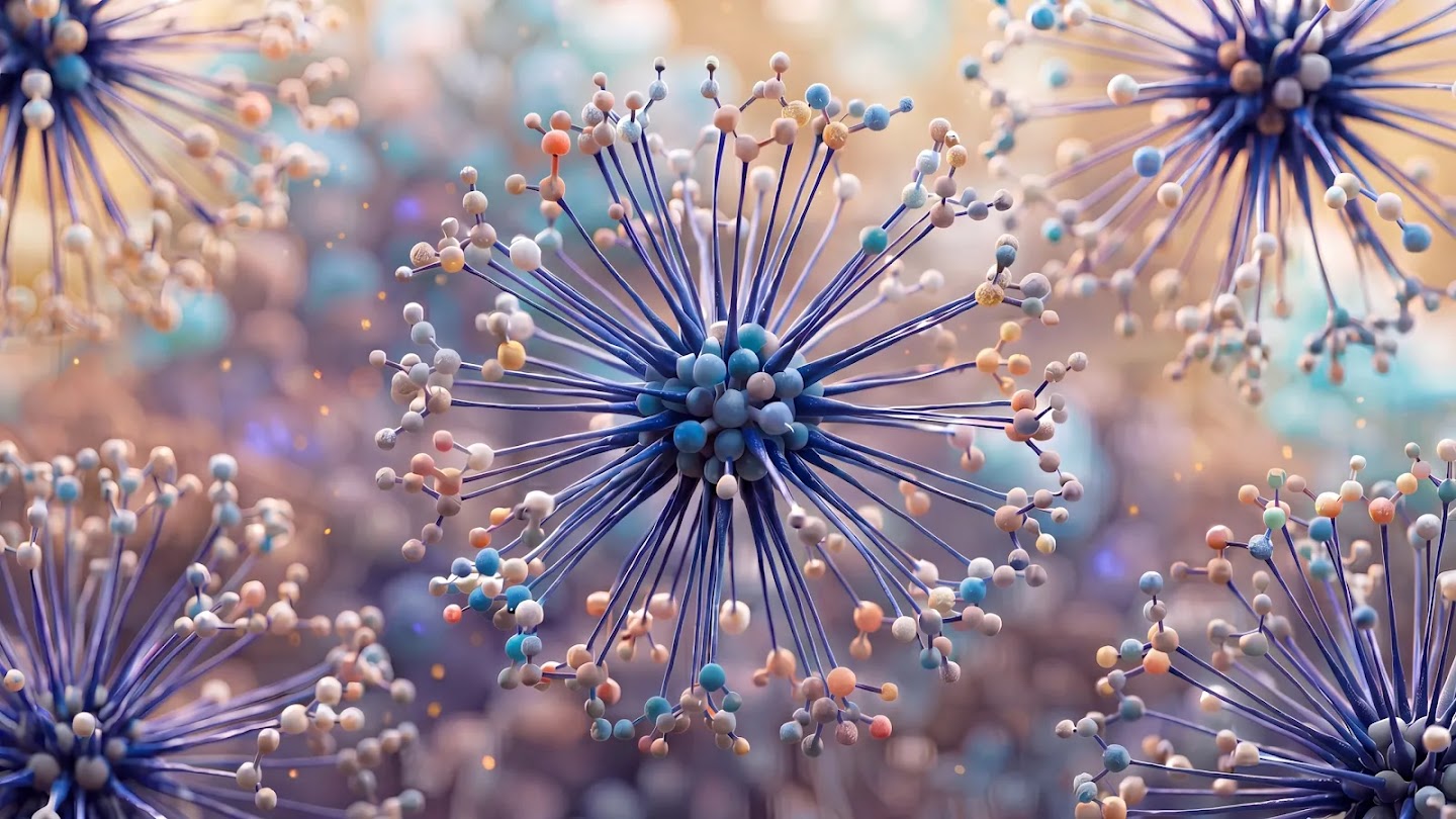 A stylized illustration symbolizing AI-driven scientific discovery