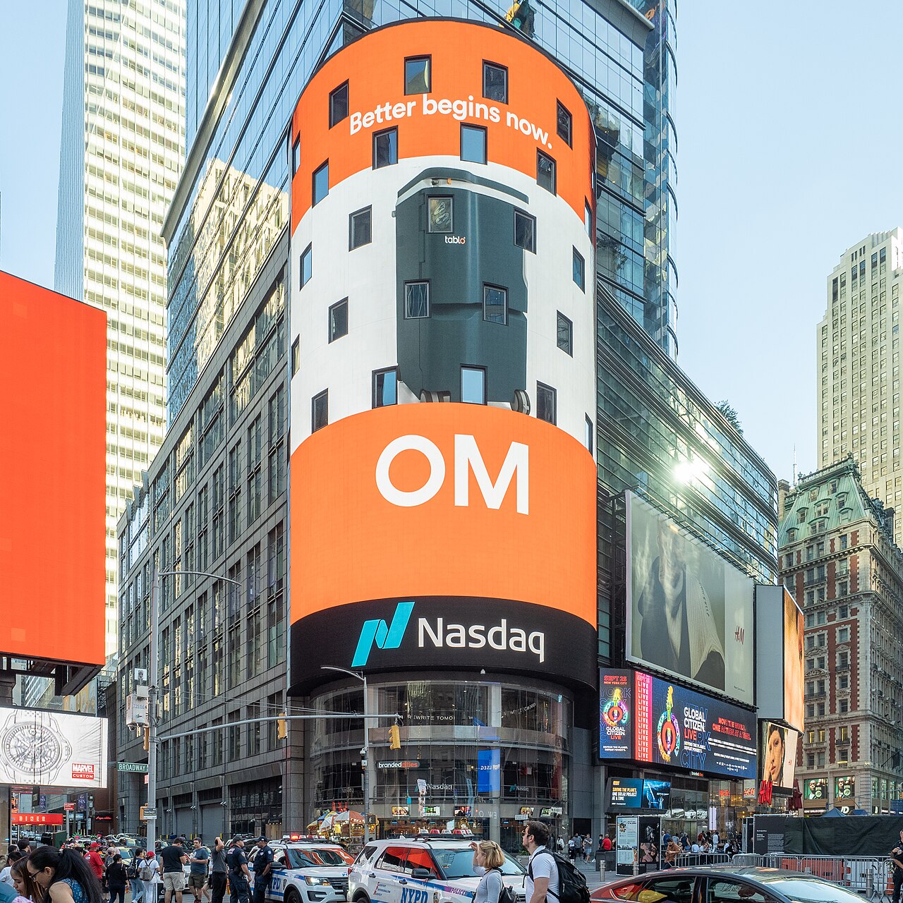 The Nasdaq MarketSite in Times Square, New York — where the IPO window now demands an AI growth story