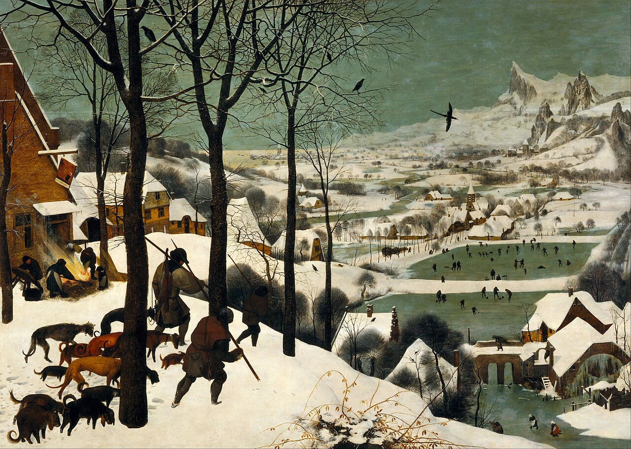 Hunters returning through the snow with their dogs after a single hunt — Bruegel's painting depicting the meager catch brought home
