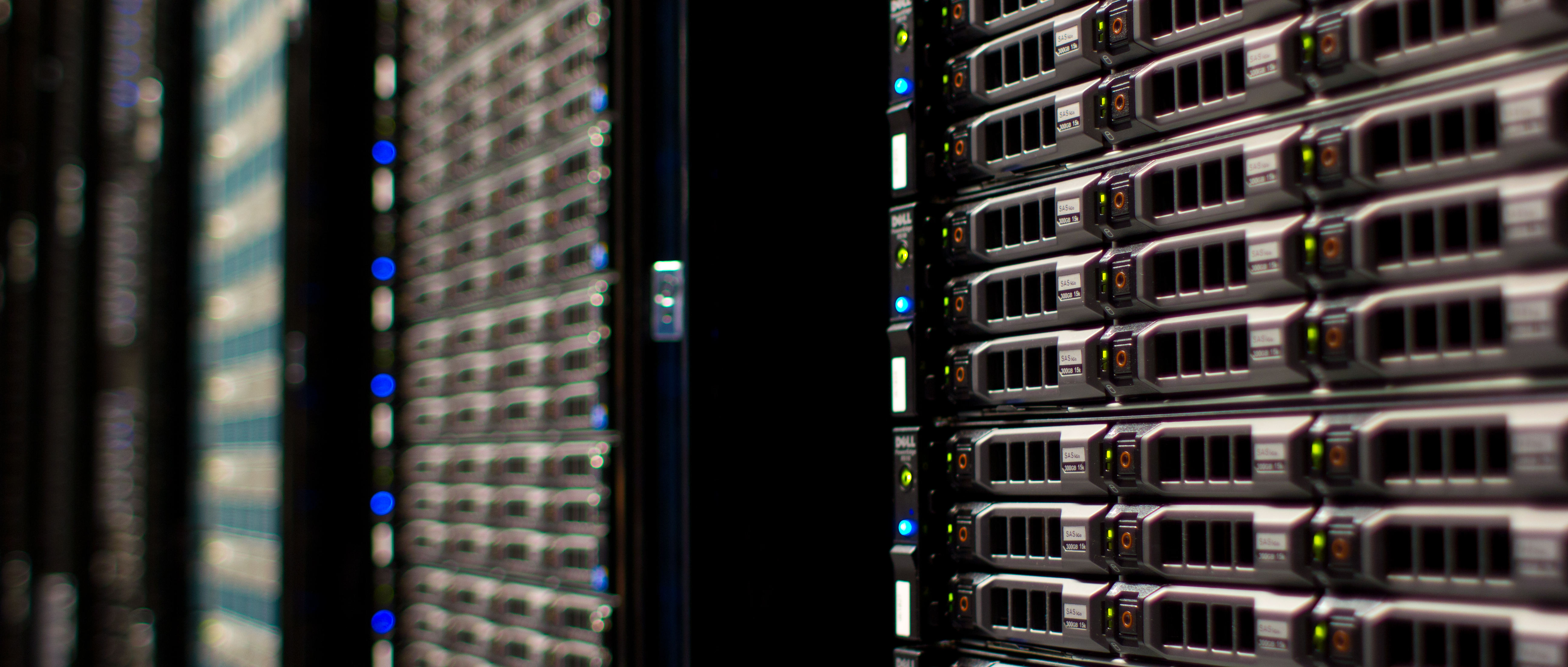 Data center server racks — the physical infrastructure where AI training data is stored, underlining the need for traceable data provenance
