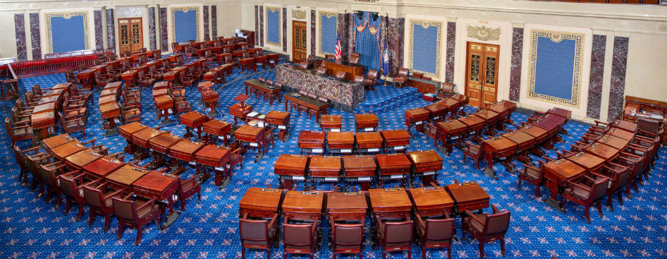 U.S. Senate Chamber interior — where Senators Grassley and Coons introduced the bipartisan AI Whistleblower Protection Act S.1792