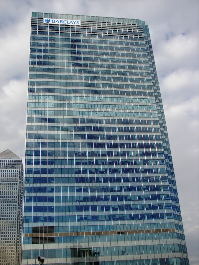 Barclays world headquarters building, One Churchill Place, in Canary Wharf, London