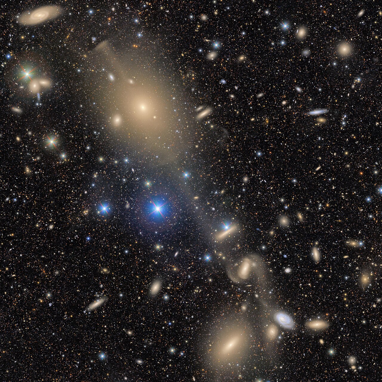 Part of the Virgo Cluster imaged by Rubin Observatory, showing galaxies and stars packed tightly together