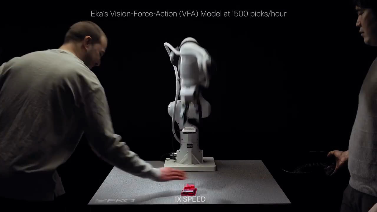 Eka Robotics' VFA model demonstrated live at 1,500 picks per hour while researchers look on