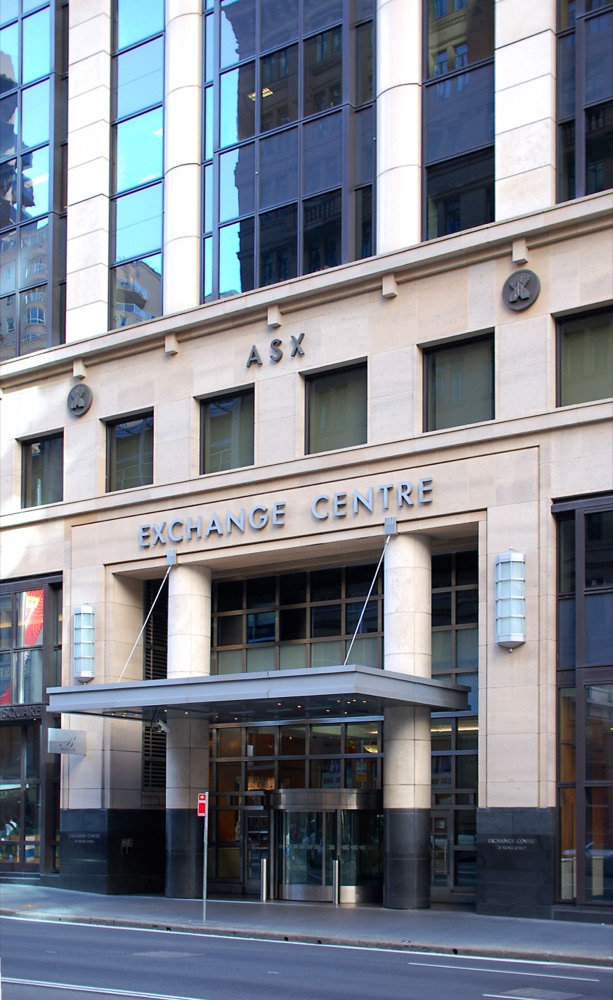 Entrance of the Australian Securities Exchange (ASX) Exchange Centre in Sydney