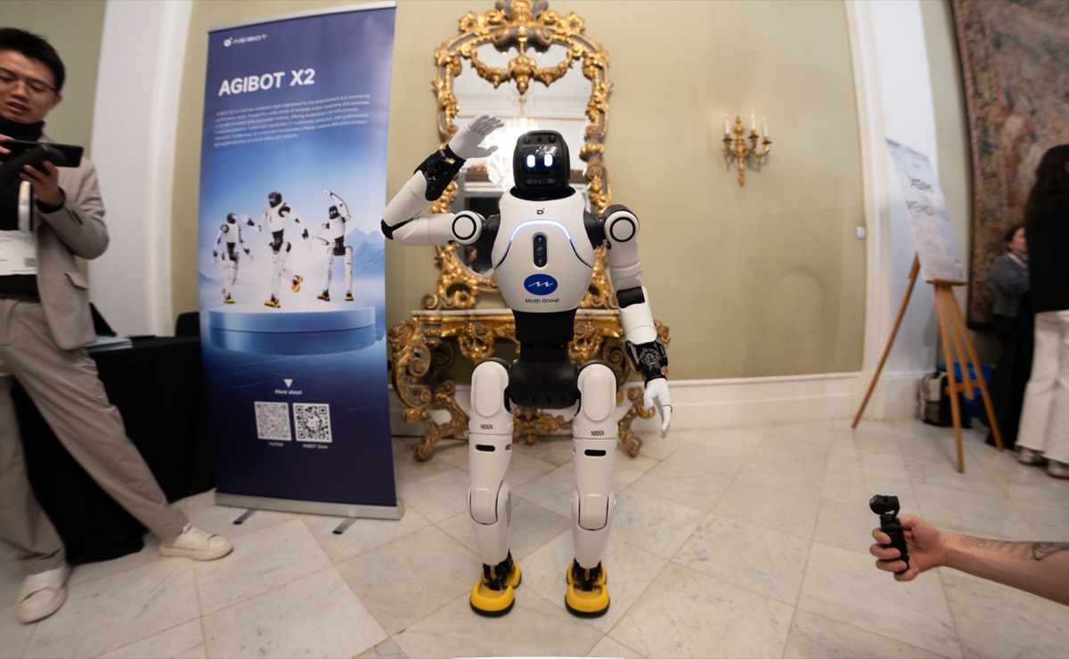AGIBOT X2 humanoid robot on display, from the company that led the manipulation and scenario events