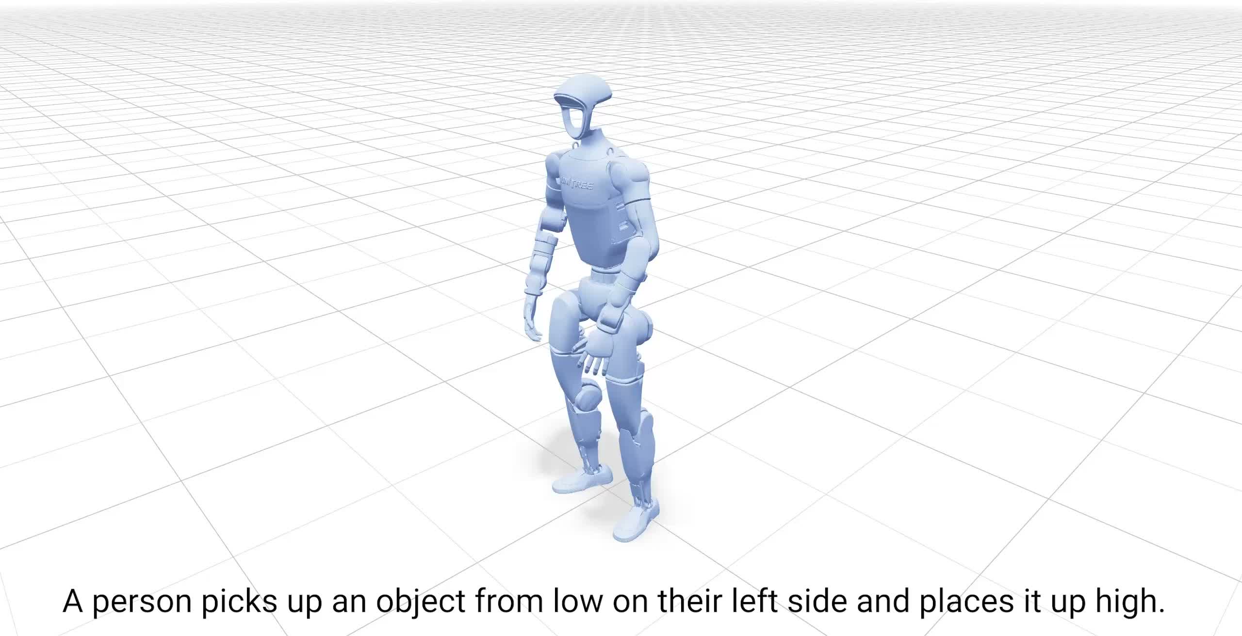 NVIDIA Kimodo text-to-motion demo — Unitree G1 humanoid robot executing a whole-body motion sequence from a natural language prompt
