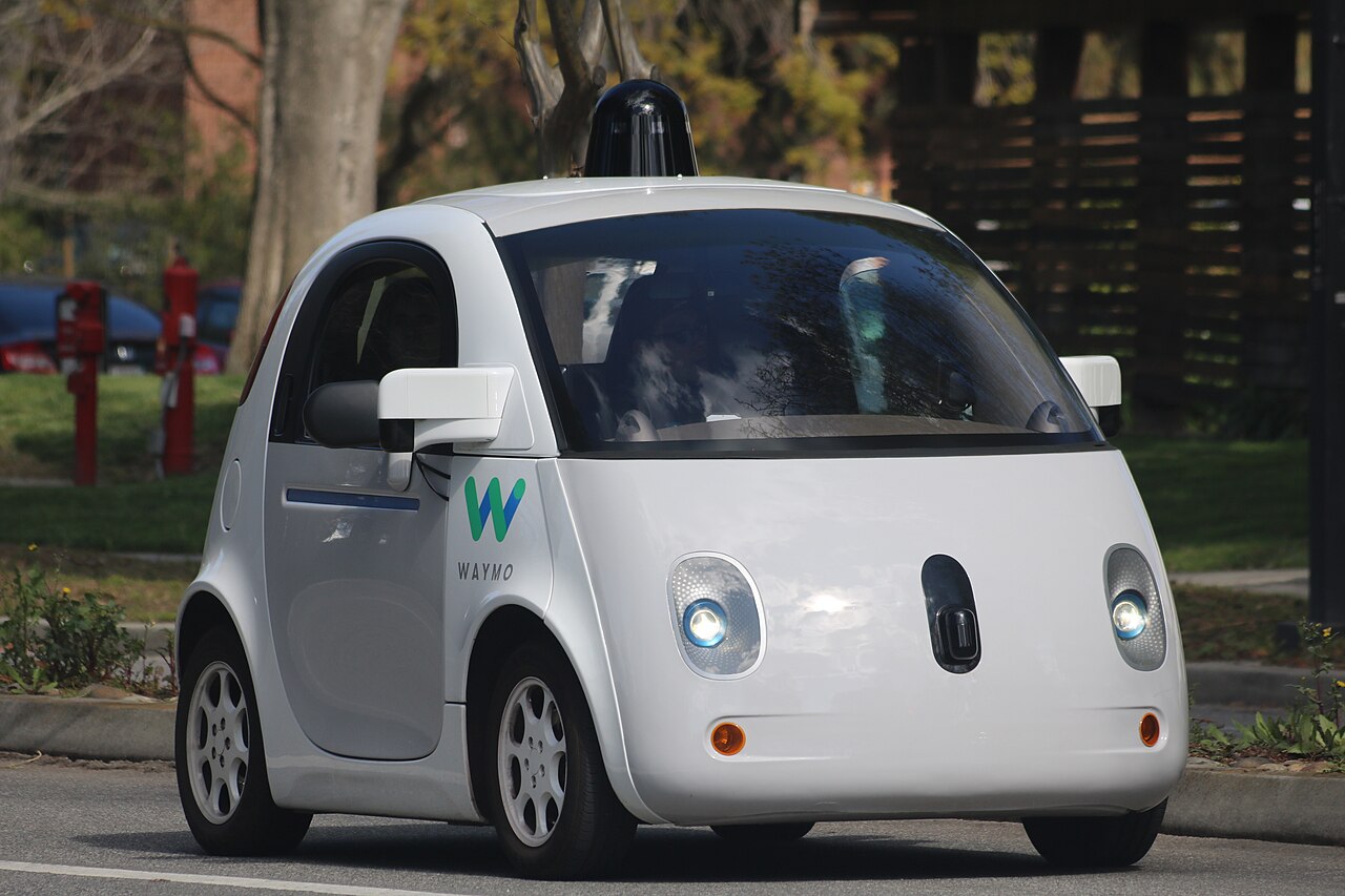 Waymo self-driving test vehicle fitted with cameras and sensors