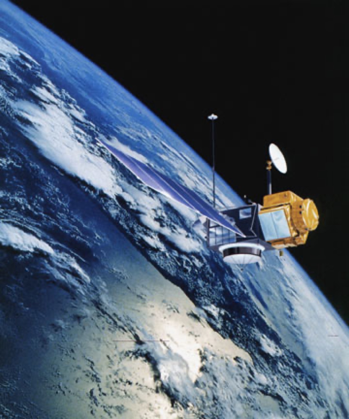 TOPEX/Poseidon satellite in orbit, source of MAD-LEO's earliest maneuver record from 1992