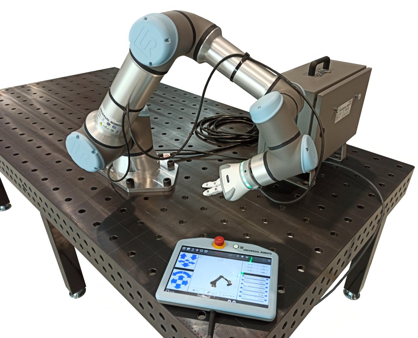 Collaborative robot arm with a teach pendant, an example of remote-operation learning equipment