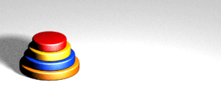 Animated 4-disk Tower of Hanoi puzzle — VLA models trained only on the 3-block version scored 0% on this unseen task, while the neuro-symbolic model reached 78%