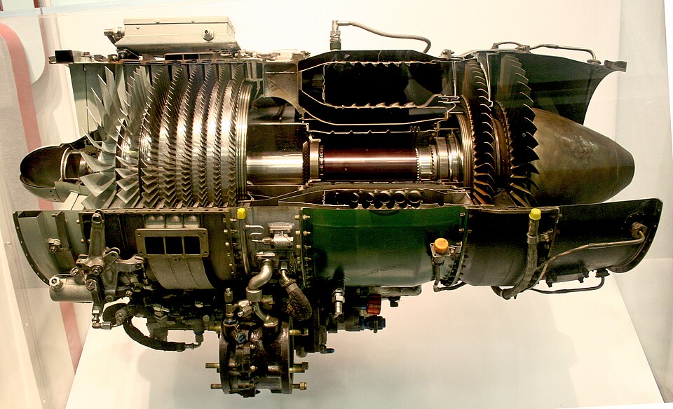 GE J85 turbojet engine cutaway — a complex physical system of the type Prometheus's artificial general engineer (AGE) aims to automate for design and manufacturing