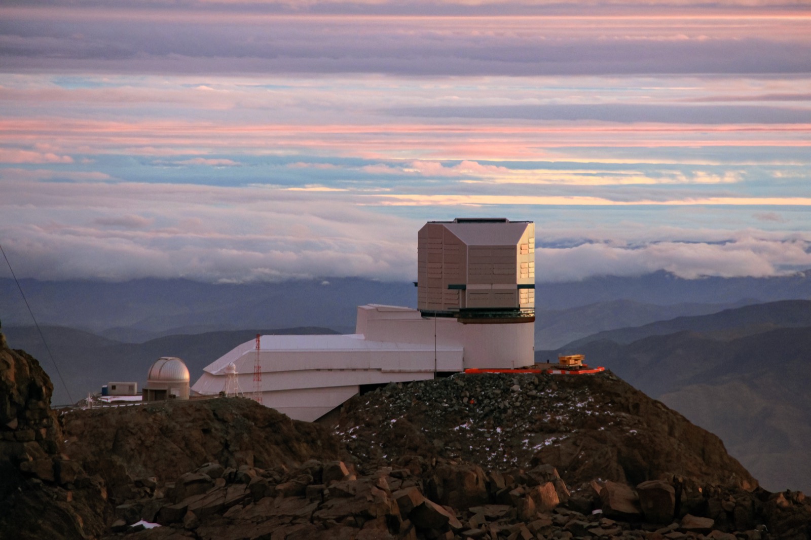 The Simonyi Survey Telescope dome at the Vera C. Rubin Observatory atop Cerro Pachón, Chile