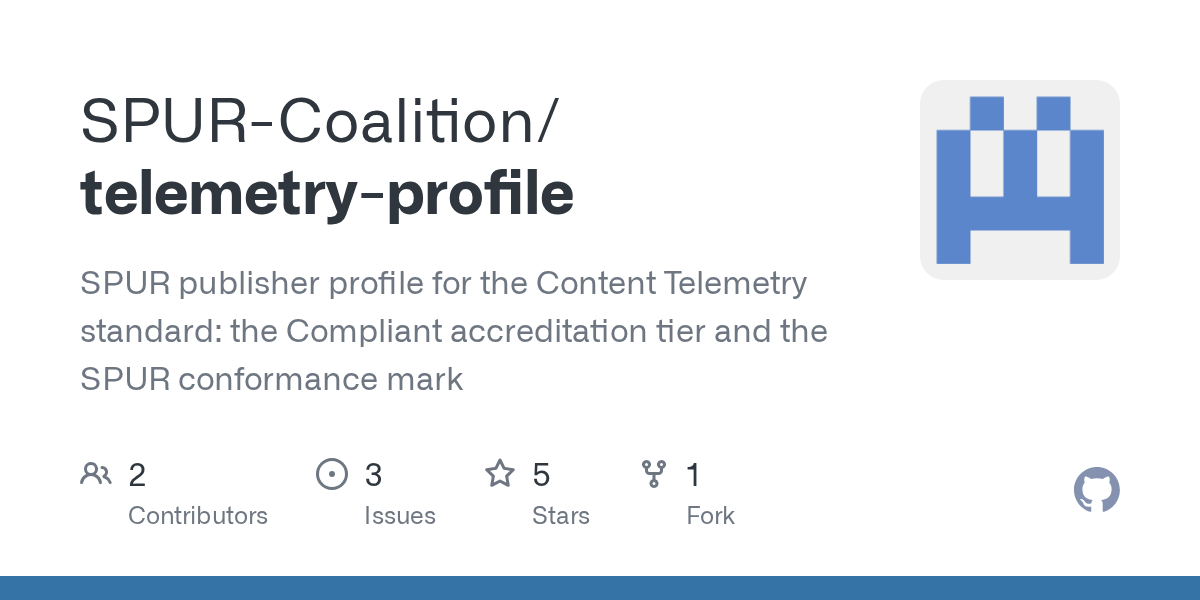 SPUR-Coalition/telemetry-profile GitHub repository — defines the Compliant certification grade and conformance mark, still at Preview 0.2