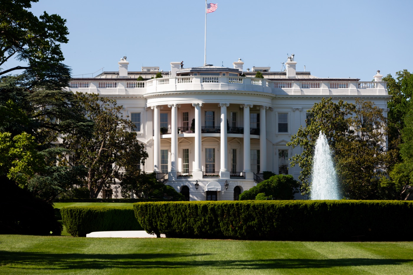 The South Portico of the White House in Washington, D.C.