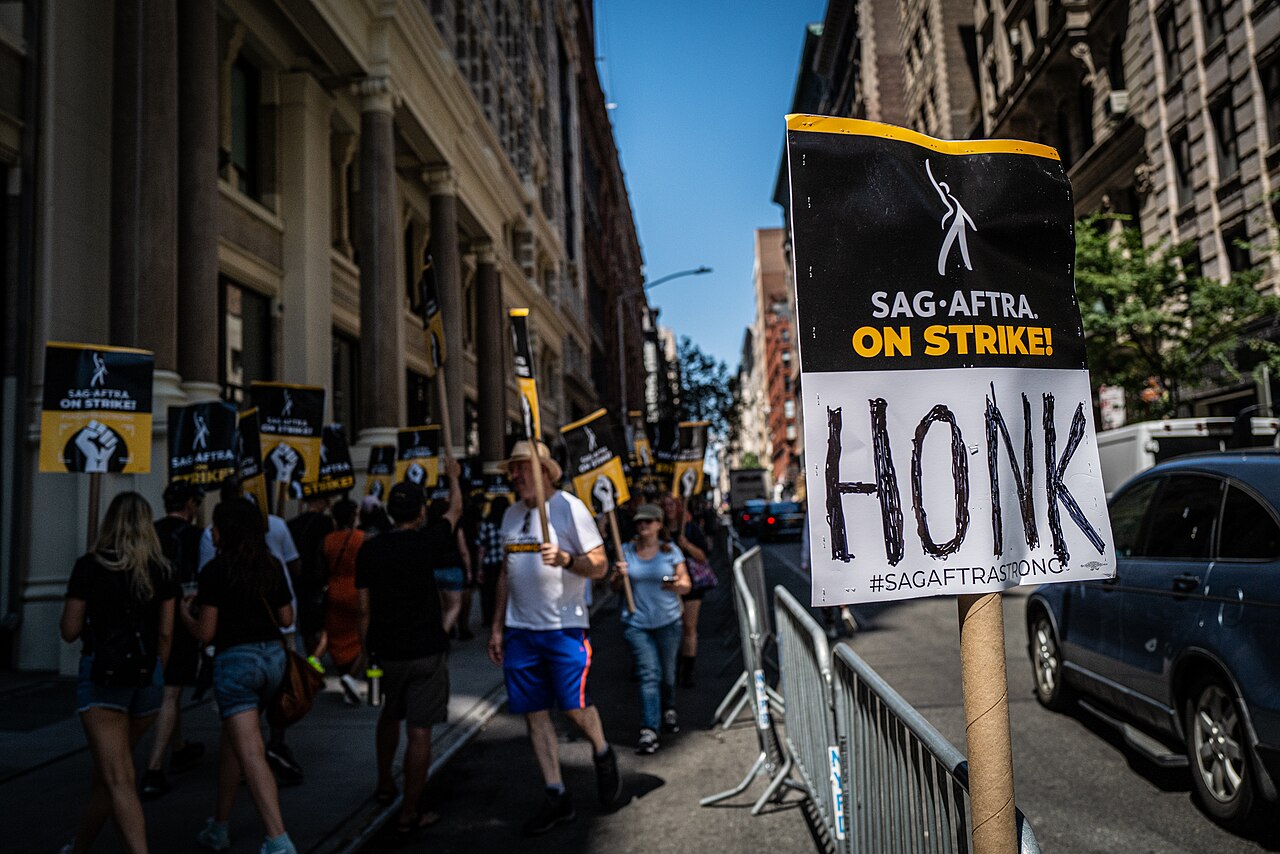 SAG-AFTRA actors' and voice performers' union picket line in New York, 2023