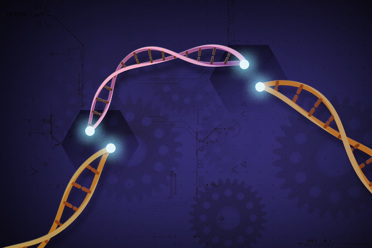 CRISPR-Cas9 유전자 편집 개념도 — 실제 knockout·CRISPR 스크린 개입 비용의 배경이 되는 기술