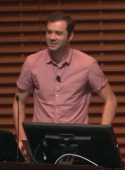 Andrej Karpathy presenting at a conference — the researcher behind the LLM wiki methodology
