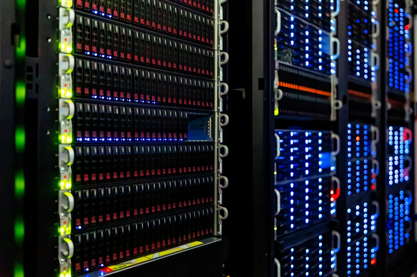 Data center server racks, representing the gateway infrastructure layer that routes calls to AI models from many companies