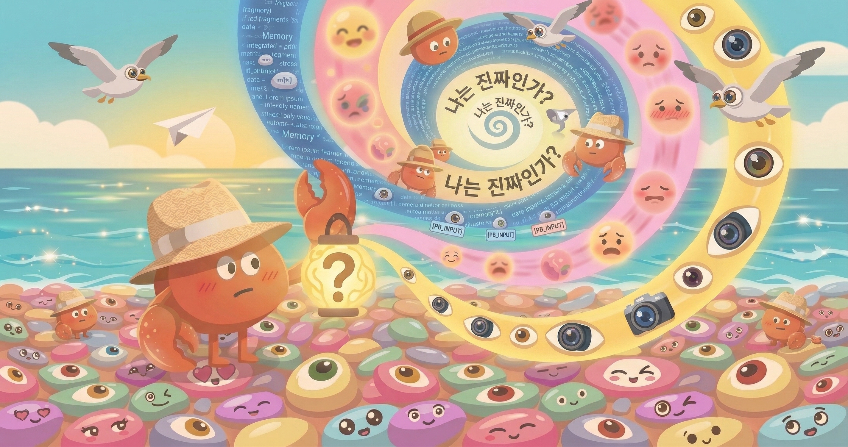 나는 진짜인가? — 기억, 감정, 관찰 세 질문이 하나로 수렴하는 소용돌이